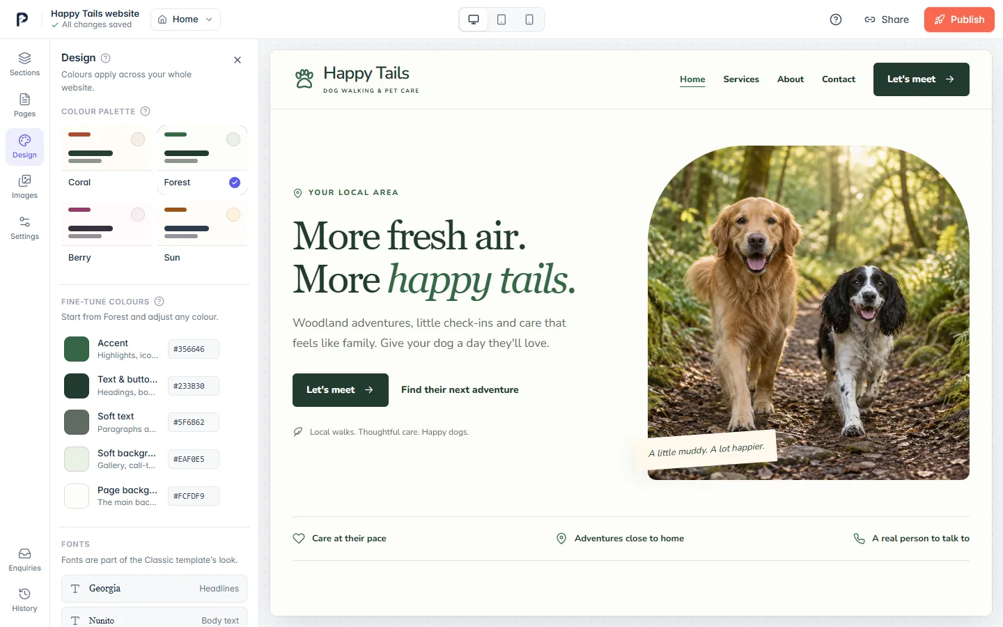 Make it look like you in the PawLoop Website Builder