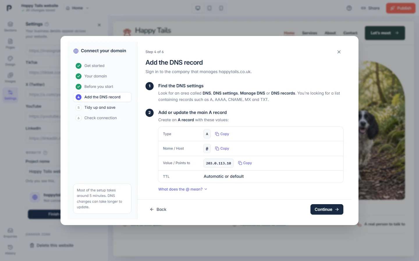 Connect your domain in the PawLoop Website Builder
